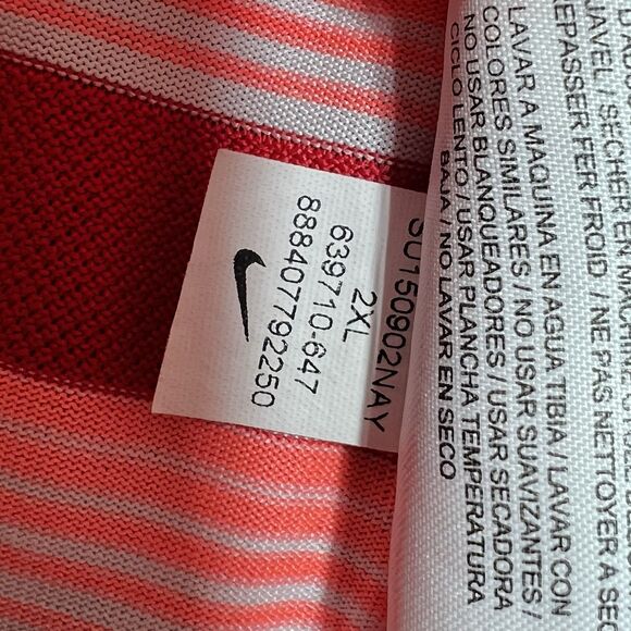 Nike Dri Fit Performance Golf Shirt Men’s XXL Standard Fit Stripes Red Pink 2XL - Picture 10 of 11